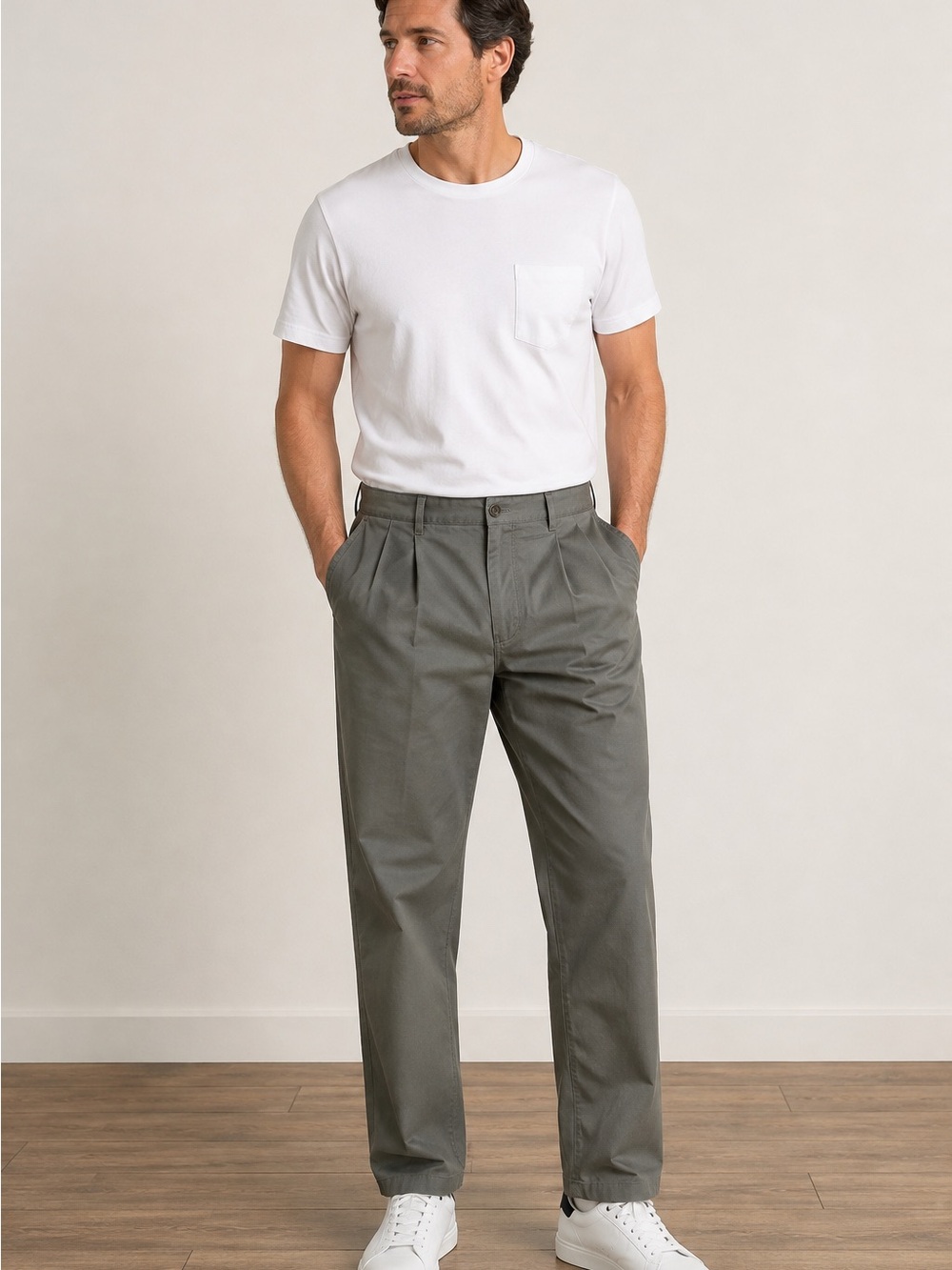 Dockers Khakis Men’s 34x29 Gray Classic Fit Pleated Pants 100% Cotton